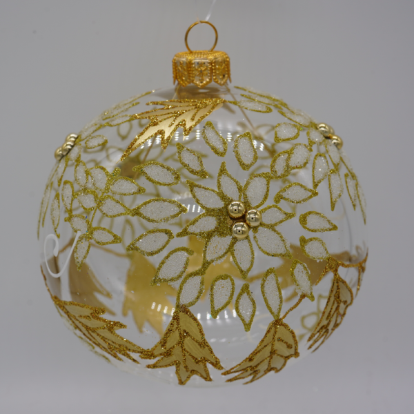 Gold Beaded Transparent Christmas Ornament