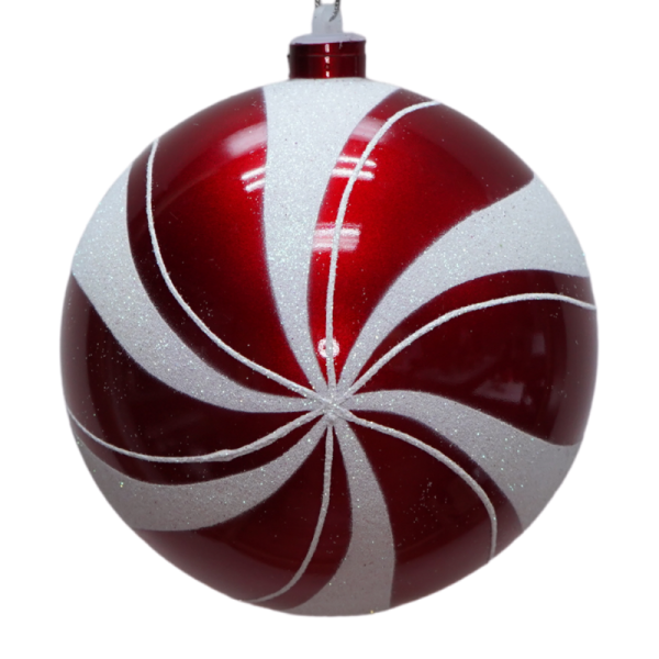 Red and White Peppermint Swirl Shatter Resistant Ornament
