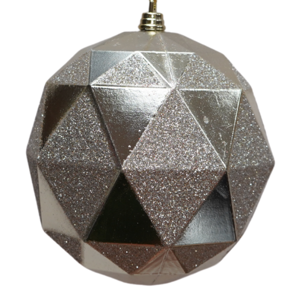 Champagne Geometric Glittered Shatter Resistant Ornament