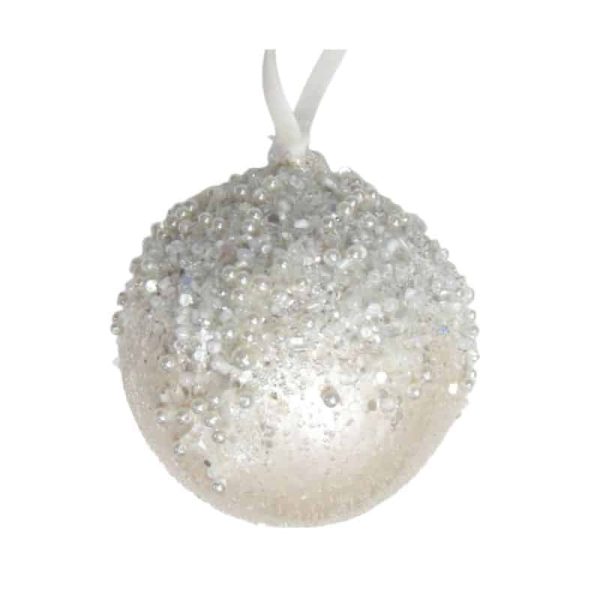 Cream Snowy Round Ornament