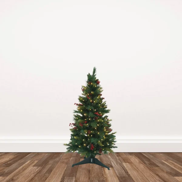 4-foot Decorated Fir Pre-lit with 250 Dual Color T5 L.E.D. Lights