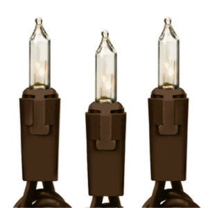 100 Light Set Clear w/Brown Cord 170ma 5" Spacing w/End Connect